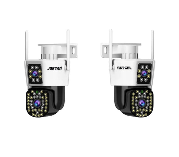 Set 2 x Camera de Supraveghere Duală Jortan 8293, 6MP, WiFi sau Cablu, Ip66 , 44 Led Vedere Nocturna