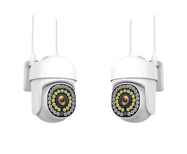 Pachet 2 x Cameră de Supraveghere Smart WIFI, 36 LED-uri, HD, Viziune Nocturnă cu Infraroșu și Protecție IP66, Transmisie Live pe Telefon