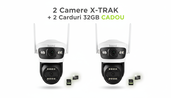 Black Friday - Pachet 2 x Camera Supraveghere Duală INNOVA X-TRAK, 6MP, WiFi/Lan , live pe telefon + 2 Carduri Cadou