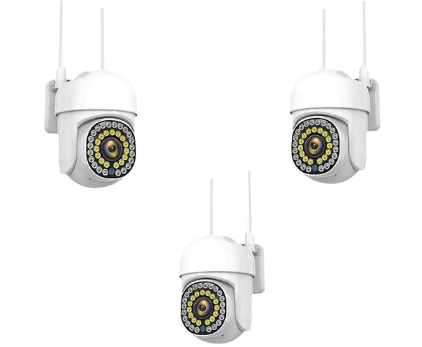 Pachet 3 x Cameră de Supraveghere Smart WIFI, 36 LED-uri, HD, Viziune Nocturnă cu Infraroșu și Protecție IP66, Transmisie Live pe Telefon