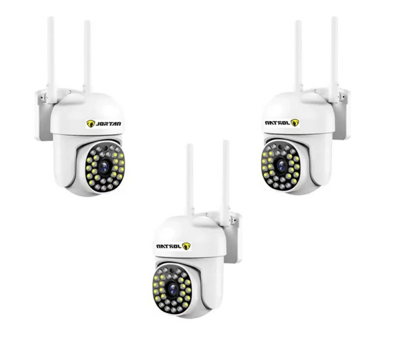 Pachet 3 x Cameră de Supraveghere Jortan 8161QJ, 28 LED-uri, WiFi, HD, Viziune Nocturnă cu Infraroșu și Protecție IP66, Transmisie Live pe Telefon