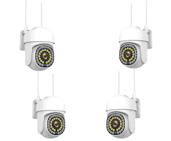 Pachet 4 x Cameră de Supraveghere Smart WIFI, 36 LED-uri, HD, Viziune Nocturnă cu Infraroșu și Protecție IP66, Transmisie Live pe Telefon